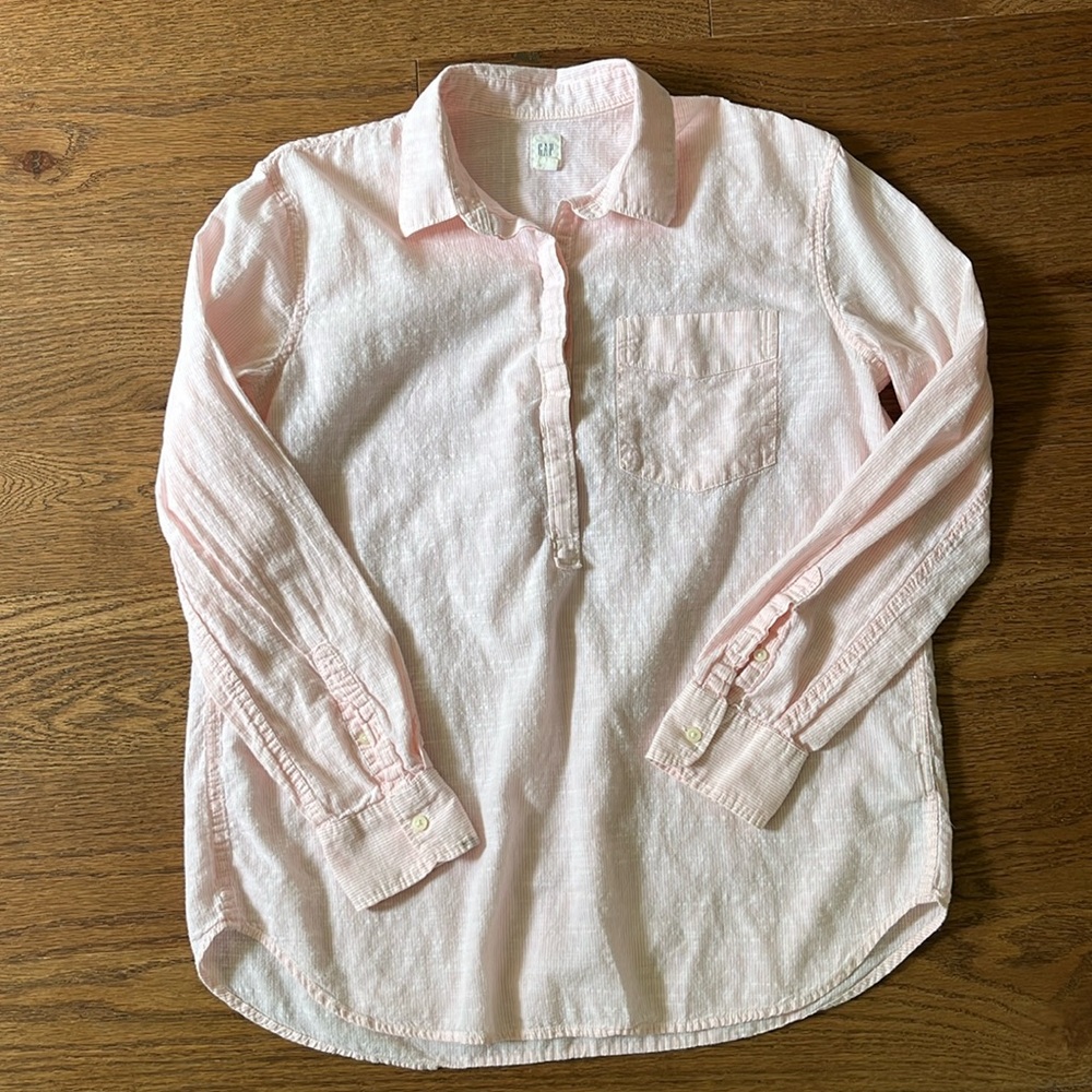 Gap Boyfriend Stripe Popover Long Sleeve Shirt.